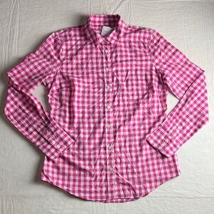 J. Crew Women's Pink Checkered Long Sleeve Button Down Shirt Size S NWT